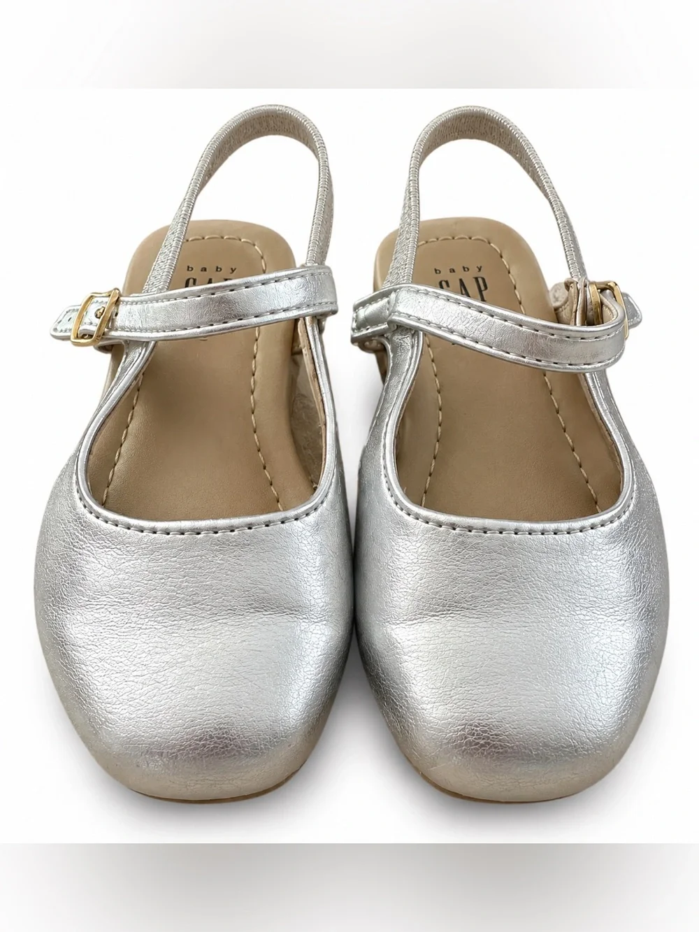 Baby GAP Toddler Girls Silver Metallic Mary Jane Shoes Size 6